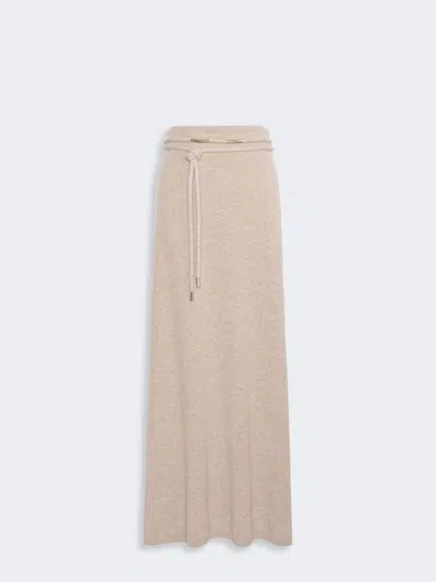 Max Mara Long Cashmere Yarn Skirt In Sable