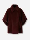 Max Mara Tebe Faux Fur Short-sleeved Coat In Burgundy