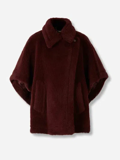 Max Mara Long Coat In Burgundy