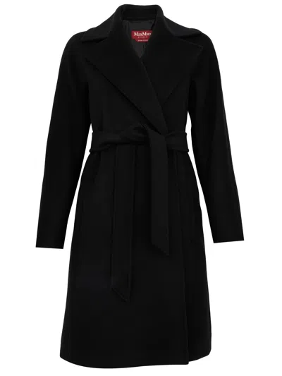 Max Mara Long Coat 'dravenna'  Studio In Black