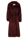 Max Mara Long Coat In Alpaca And Wool Coats Bordeaux In Animal Print
