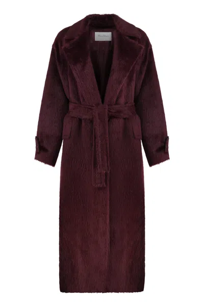 Max Mara Long Coat In Alpaca And Wool In Brown