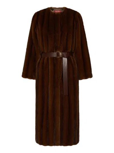 Max Mara Long Coat With A Soft Texture In Multi