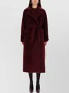 Max Mara Long Coat With Belt And Pockets In Red