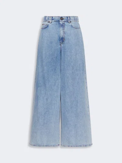 Max Mara Long Cotton Denim Jeans In Blue