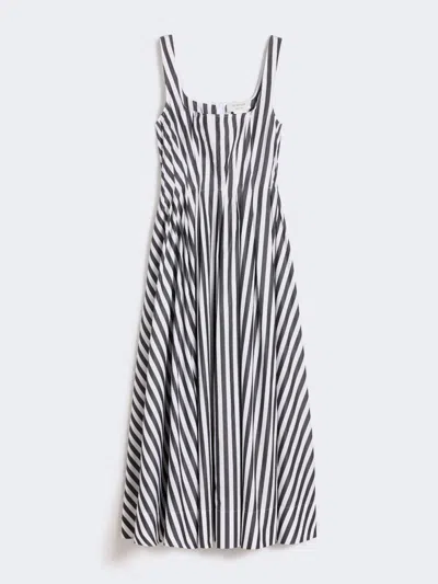 Max Mara Long Cotton Poplin Dress In Multi