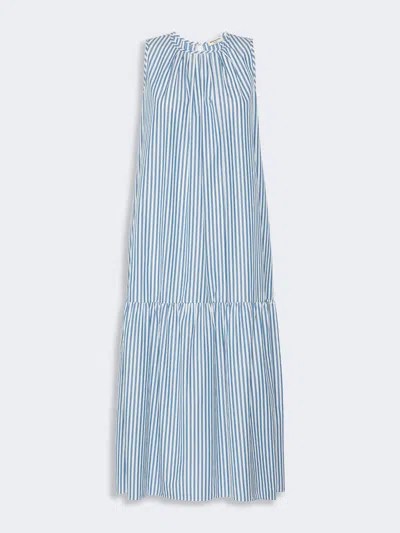 Max Mara Long Cotton Poplin Dress In Multi