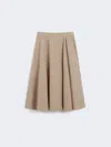 Max Mara Long Cotton Poplin Skirt In Gray