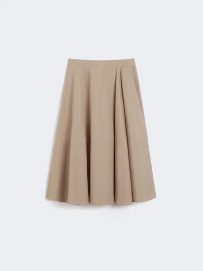 Max Mara Long Cotton Poplin Skirt In Brown