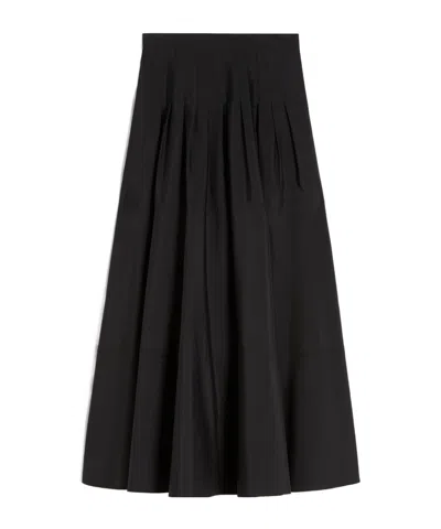 Max Mara Long Cotton Poplin Skirt - Optical White In Black