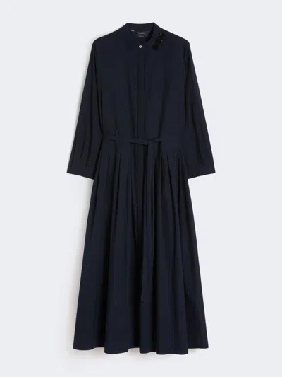 Max Mara Long Cotton Voile Dress In Blue