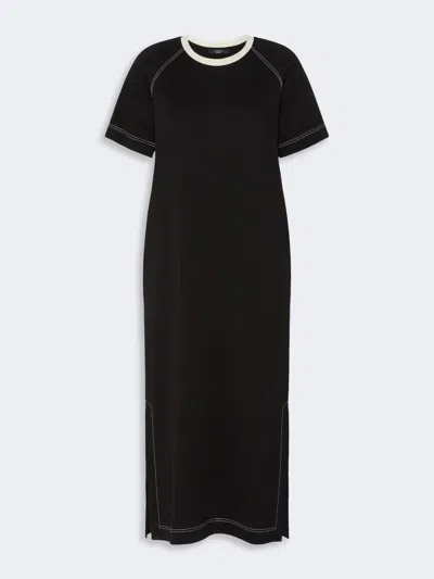 Max Mara Long Cotton-blend Jersey Dress In Black