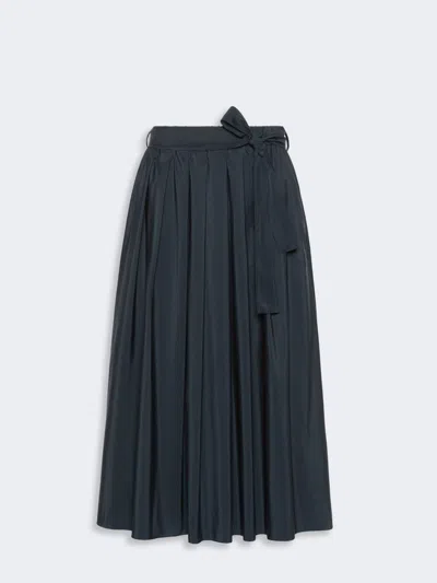 Max Mara Long Cotton-blend Taffeta Skirt In Black