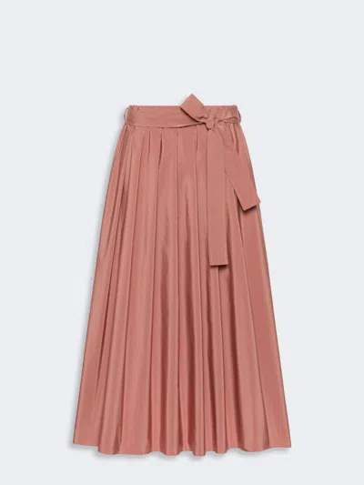 Max Mara Long Cotton-blend Taffeta Skirt In Brown
