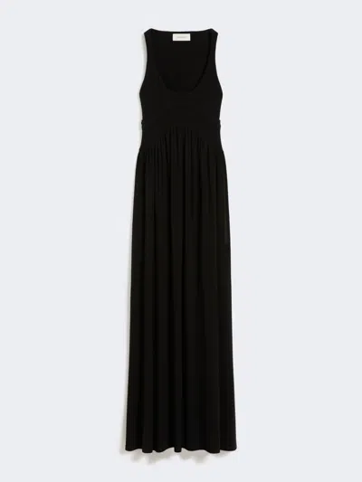 Max Mara Long Crepe Jersey Dress In Black
