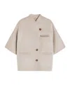 Max Mara Long Cropped Cape In Cashmere Drap In Neutral
