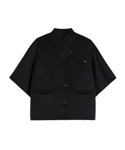 MAX MARA LONG CROPPED CAPE IN CASHMERE DRAP
