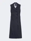 Max Mara Long Denim Gilet In Blue