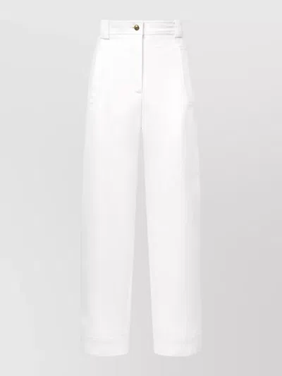 Max Mara Long Denim Trousers High Waist Tailored Wide Leg In White