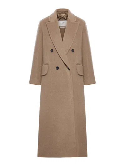 Max Mara Long Double-breasted Cashmere Coat In Brown