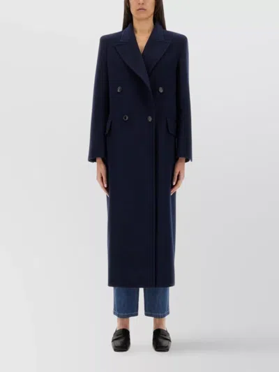 Max Mara Long Double-breasted Coat Albania1234 In Blue