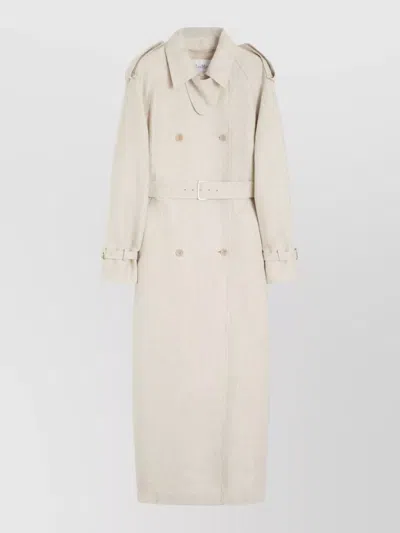 Max Mara Belted Linen-drill Trench Coat In Black