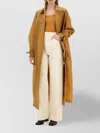 Max Mara Long Double Breasted Coat With Belted Cuffs In Brown