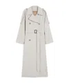 Max Mara Long Double-breasted Trench Coat In Water-repellent Cotton Twill In Brown