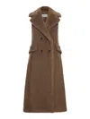 Max Mara Long Double-breasted Wool And Alpaca Vest In Brown