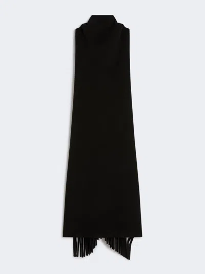 Max Mara Long Double-faced Pure Wool Dress In Black