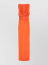 Max Mara Long Draped Cowl Neck Dress In Orange