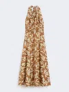 Max Mara Halterneck Printed Cotton Midi Dress In Multi