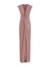 Max Mara Satin Pilard Dress With Front Knot In Rosa Antico