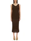 Max Mara Valois Knitted Long Dress In Brown