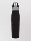 Max Mara Long Dress With Embellished Bodice And Halter Neck In Black