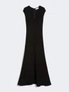 Max Mara Long Dress With V-neck In Canneté In Black