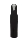 Max Mara Sophisticated Evening Dress With Deep V-neckline And Embellished Back In Black