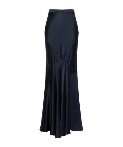 Max Mara Long Envers Satin Skirt In Blue