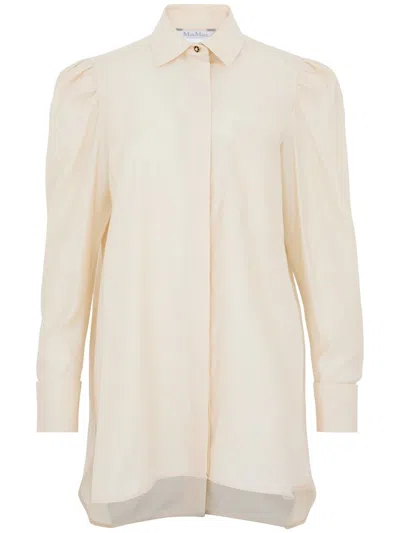 Max Mara Long Faraday Blouse In White Cotton