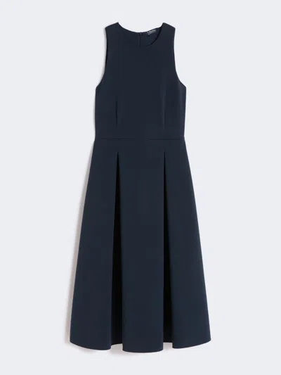 Max Mara Long Flared Scuba Jersey Dress In Blue