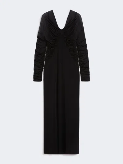Max Mara Long Flowing Jersey Dress In Black