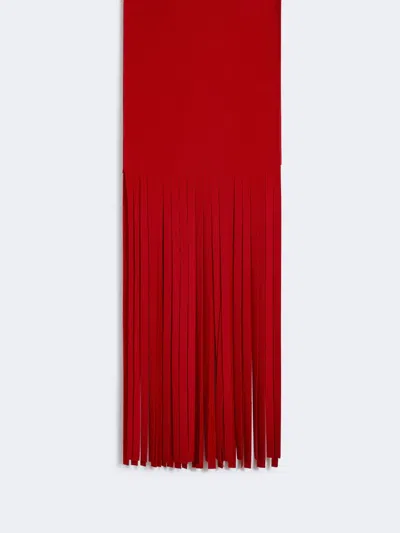 Max Mara Long Fringed Scarf In Red