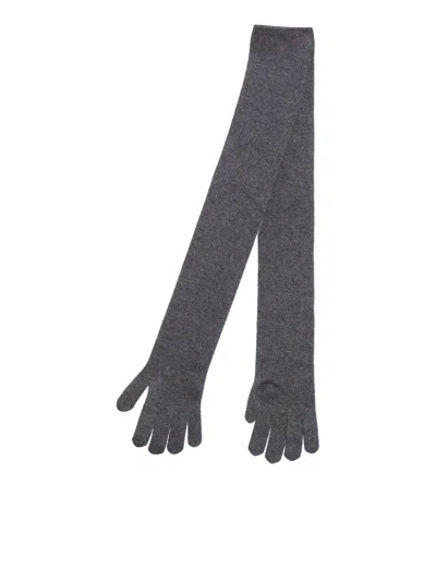 Max Mara Long Knit Gloves In Grey