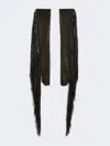 Max Mara Long Gloves With Fringes In Black