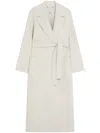 Max Mara Long Grey Coat With Belted Waist In Neutral