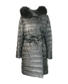 Max Mara Long Hooded Down Jacket In Gray