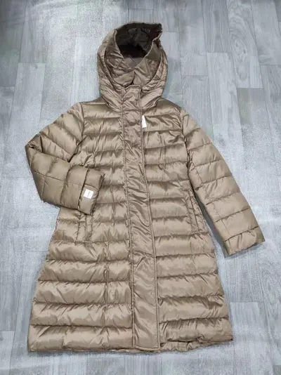 Max Mara Long Hooded Down Jacket In Nude