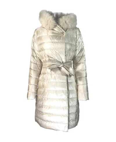 Max Mara Long Hooded Down Jacket In White