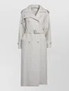 Max Mara Sand-coloured Double-breasted Duster Coat In Linen Drill In Multi