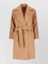 Max Mara Long Jacket With Belt And Back Vent In Brown